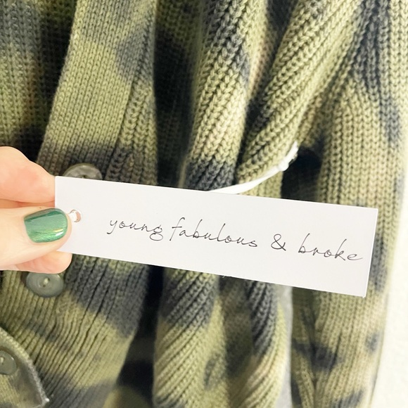 Young Fabulous and Broke green camo Tie-Dye distressed Women's Cardigan. New - Picture 8 of 11